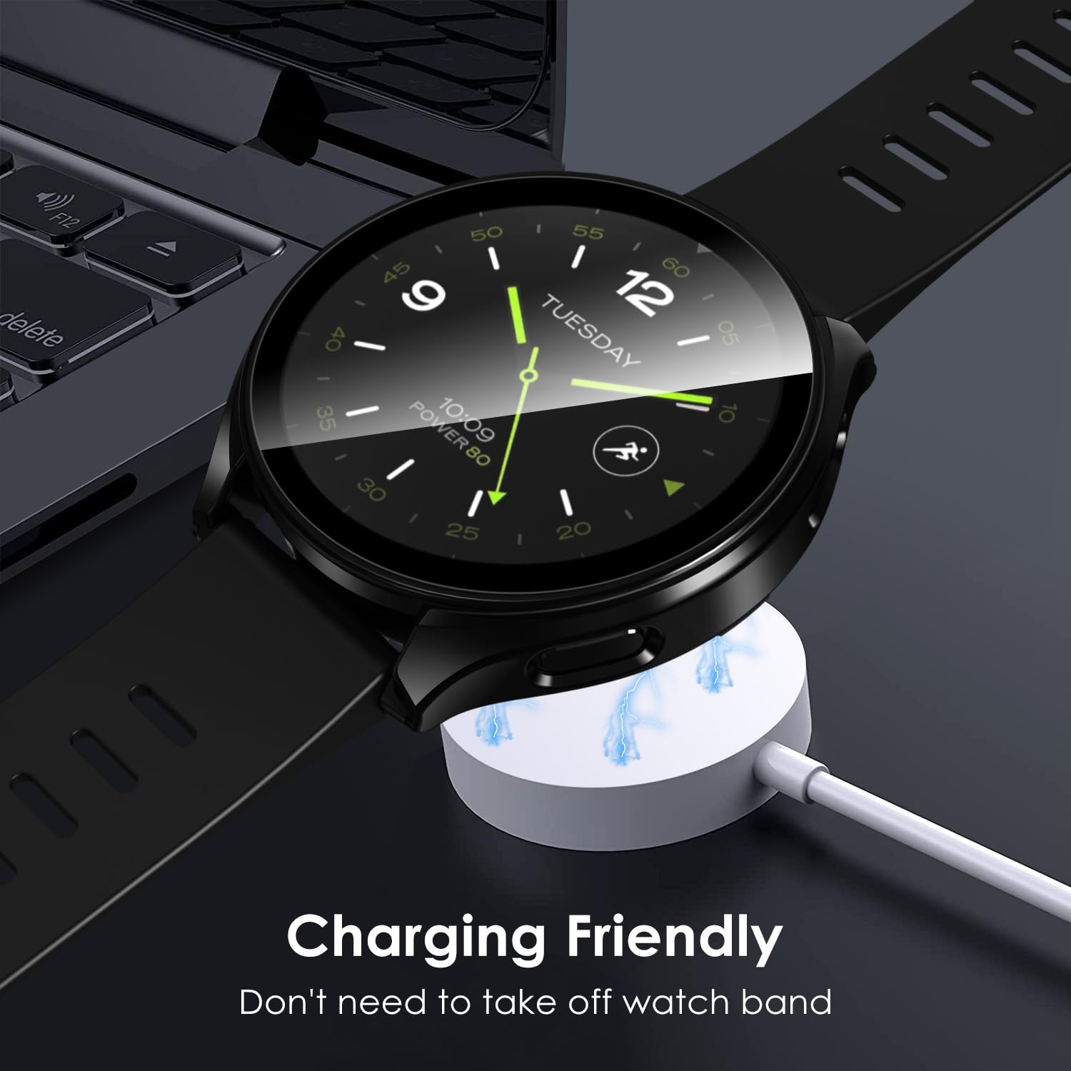 ivoler 3 szt. twarde etui PC ze szklaną ochroną ekranu do zegarka Xiaomi Watch 2, pełne pokrycie, ultracienkie, odporne na zarysowania etui ochronne, 2 przezroczyste + 1 czarny