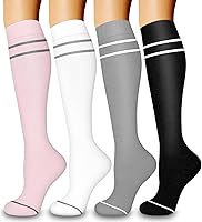 Vista 10 de COOLOVER 4 Pairs Compression Socks for Women & Men Circulation 15-20mmHg -Best Support for Nursing, Athletic, Cycling, Flight