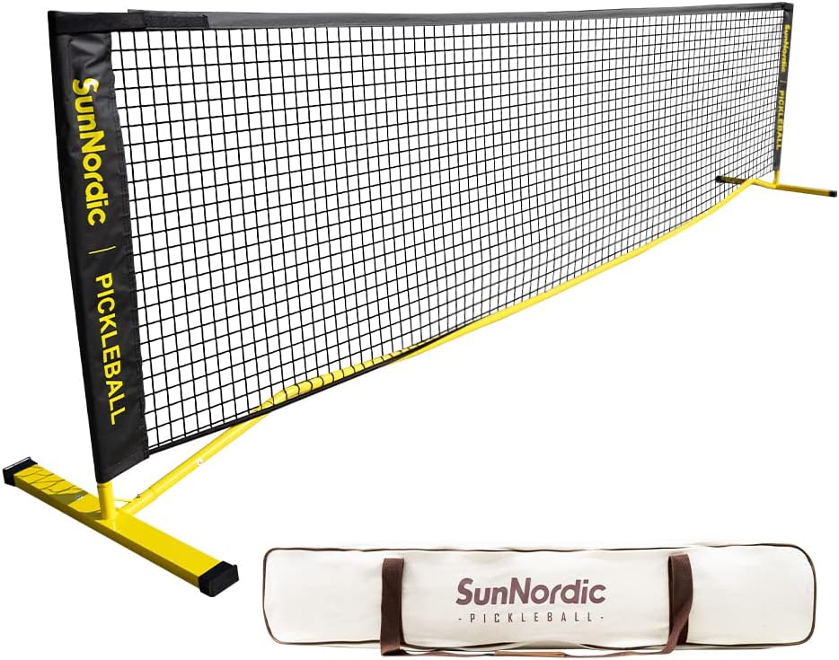 SunNordic 13/22FT Portable Pickleball Net System, Regulation Size Polyester Pickleball Net with Weather Resistant Metal Frame & Carrying Bag, Pickle Ball Net for All Weather Conditions Outdoor&Indoor