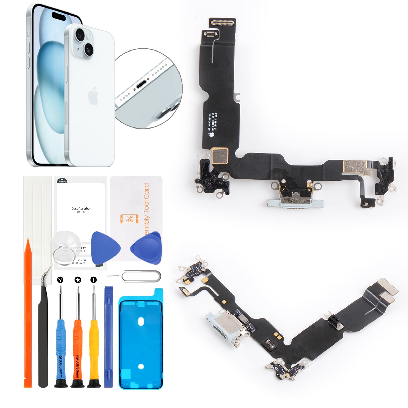 Photo 1 of Olivechard iPhone 15 Plus Charging Port Replacement (Blue)