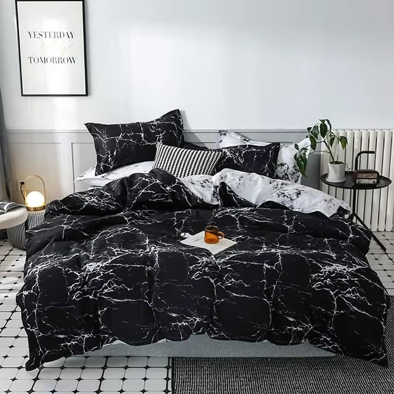 Housse de couette marbre 260x240 zippée fini les boutons cassés
