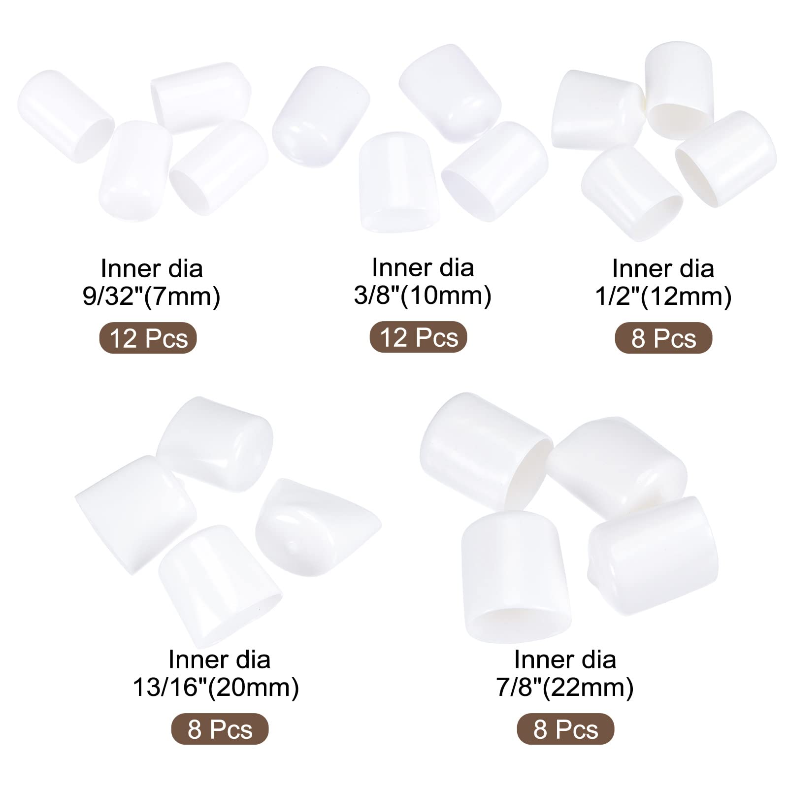 Suiwotin 60PCS Round Rubber End Caps 1/4 Inch/6.5mm Screw Thread Protectors Round Tube Bolt Cap Cover White Vinyl Tube Caps (White, 6.5mm Inner Dia 13 thumbnail image