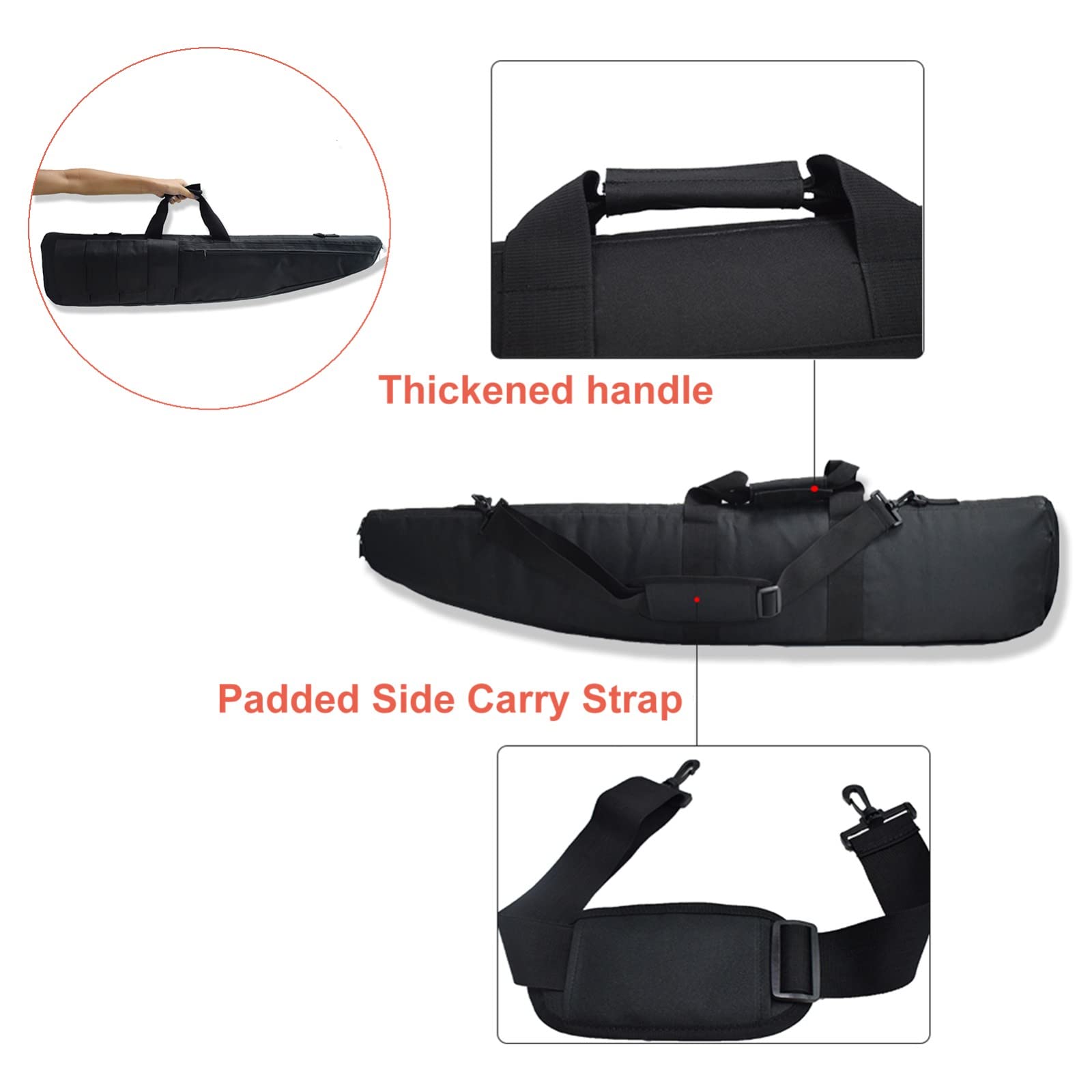 Miękki Futerał Na Karabin, Taktyczna Lekka Torba Na Karabin Z 4 Etui Na Magazynek, Strzelba I Futerał Na Karabin, Podwójne Zamki Błyskawiczne/Cp/70Cm/27.6Inch