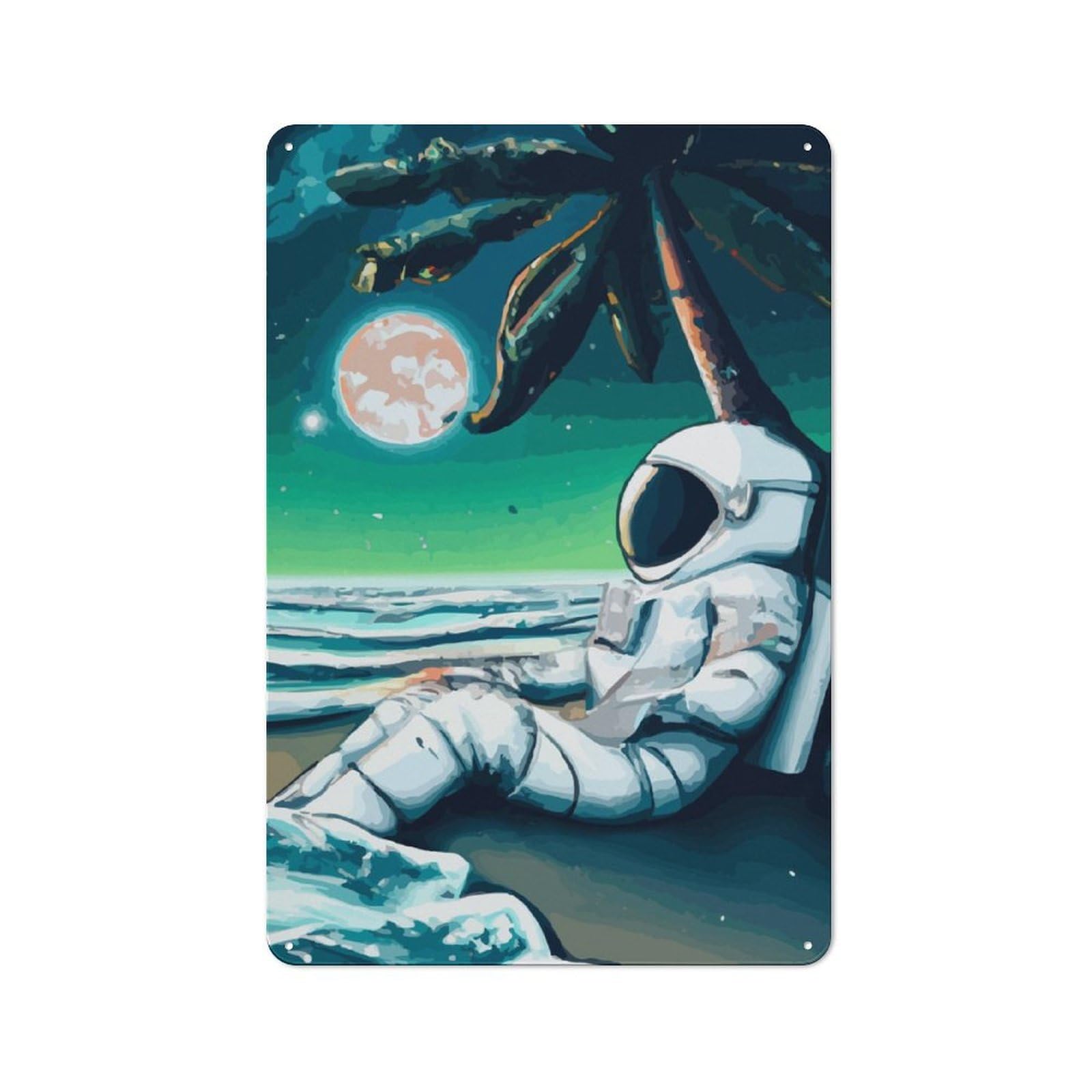 Junmoney Pensive Astronaut Tin Sign 30X20cm With For Pub Or Café, Retro-Style Decor, Suited To Café Interior Fans