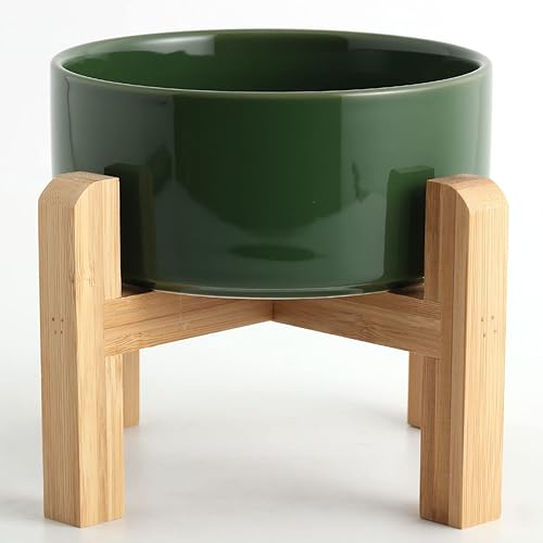 Petygooing Tazón de cerámica elevadorelevado de 28 OZ para perros de razas pequeñas y medianas, plato de agua y comida para perros con soporte,