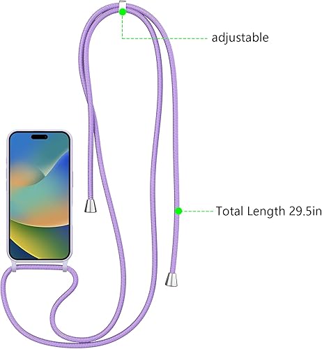 Miniatura 61 de ZTOFERA Funda para iPhone 13 Pro con correa, funda cruzada para teléfono con cordón ajustable para el cuello para el hombro, silicona suave a prueba