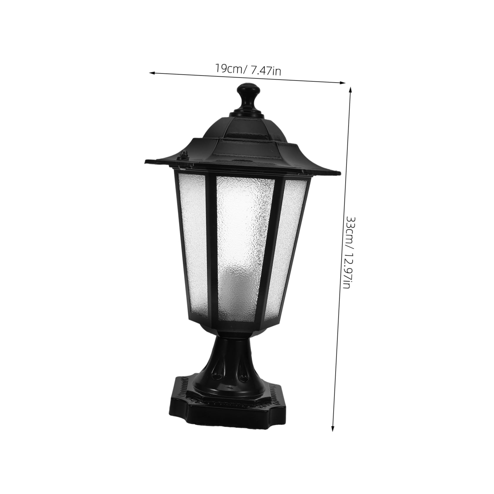 LIFKOME Lampadaire Extérieur pour Jardin Style Villa Européen Noir en Métal et Verre Étanche et Antipoussière Six Pans pour Piliers de Porte et Cours