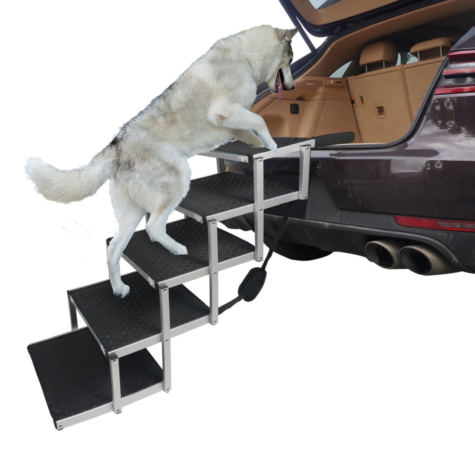 Rampa de coche para perros, escaleras para perros de 5/6 escalones para perros medianos y grandes, rampa plegable portátil para mascotas, escalones antideslizantes para perros, cama alta, escalera