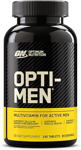 Optimum Nutrition Opti-Men vitamina C zinc y vitamina D E B12 para apoyo inmunológico suplemento multivitamínico diario para hombres 240 unidades el