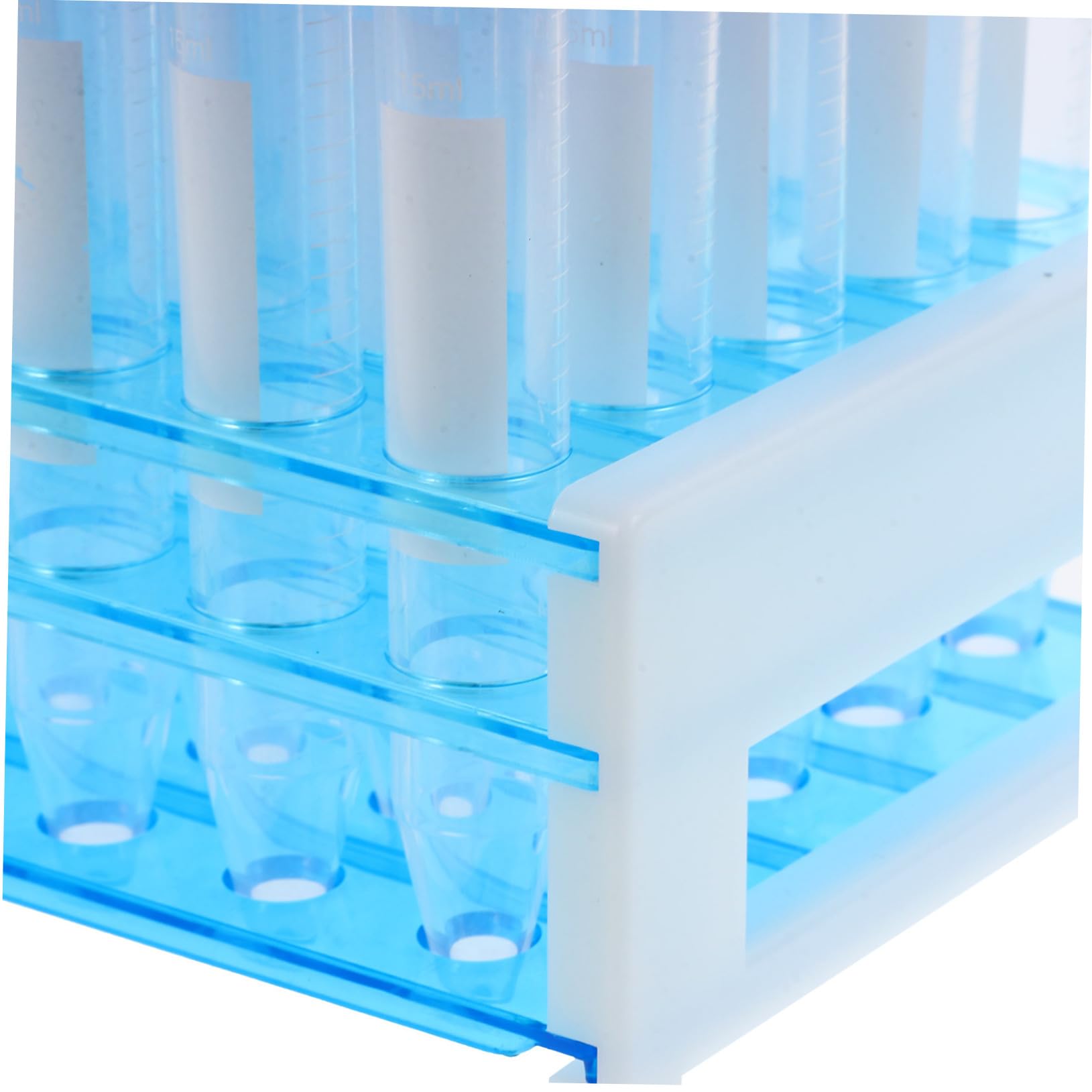 Kit de Tubos de Centrífuga de 15ml de Plástico Azul, 100 Piezas | 2 Soportes de Almacenamiento, Escala Clara y Alta Transparencia, Observación Fácil, Medición Precisa