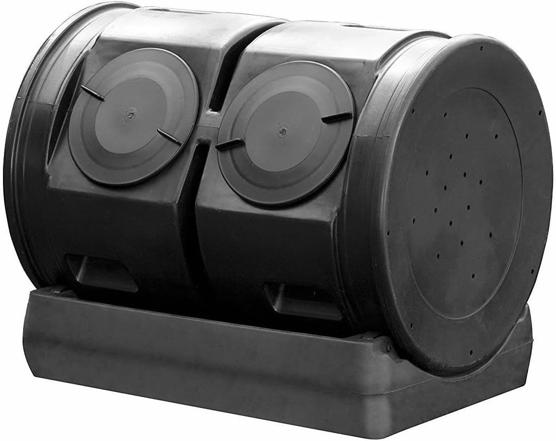 Compost Wizard Outdoor Garden Dual Tumbler Compost Container, Black