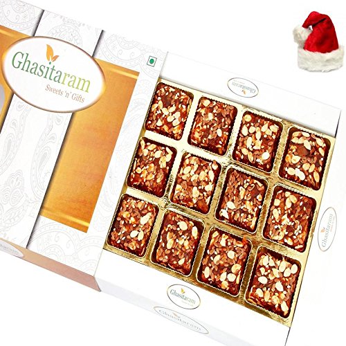Ghasitaram Gifts Mithai Cake - Sugarfree Healthy Energy Cereal / Seeds Anjeer Bites With Santa Cap