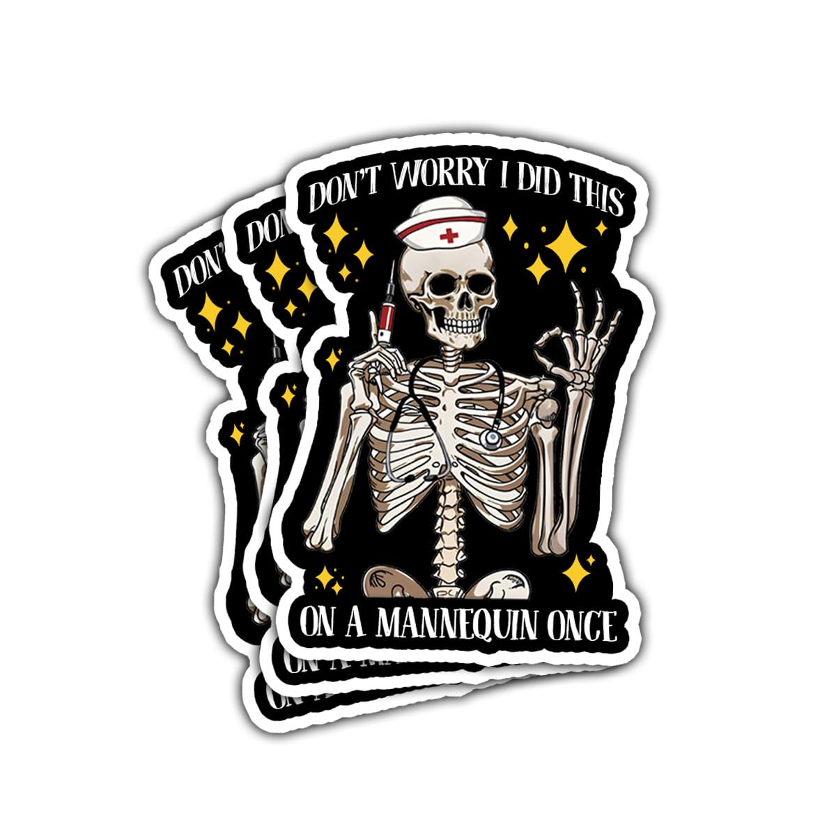 (3pcs-3in) Practiced On A Mannequin Sticker Funny Nurse Medical Stickers | Funny Gifts For Nurses Paramedics EMT Workers Fits Laptop Water Bottle