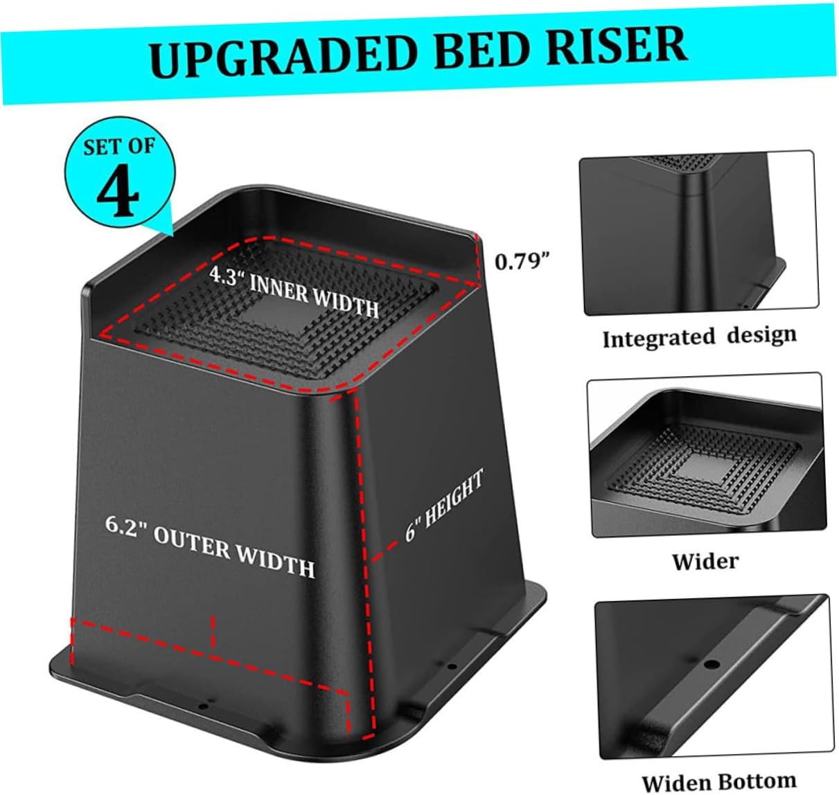 4pcs Furniture Legs Bed Risers Non-Slip Sofa Feet Risers Couch for Home Decor