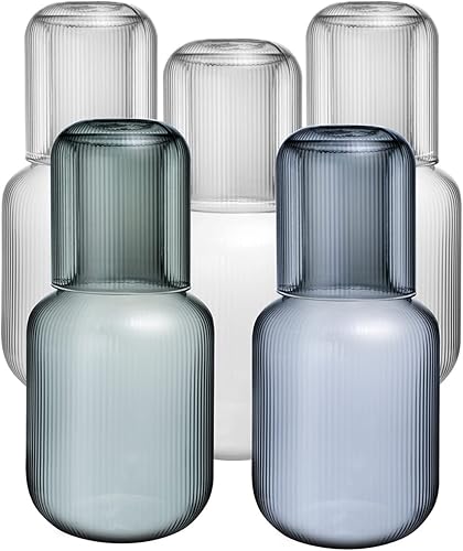 Miniatura 4 de Sizikato Jarra de agua de noche de cristal transparente de 25 onzas con vaso de cristal.