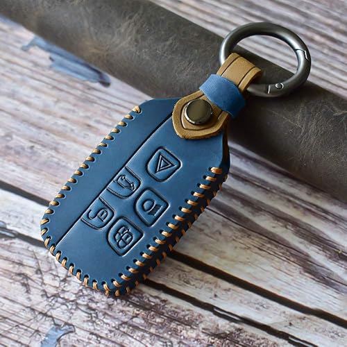 SANRILY Funda para llavero compatible con Land Rover Discovery Sport para Jaguar XF con llavero de entrada sin llave, protector de llave de cuero,