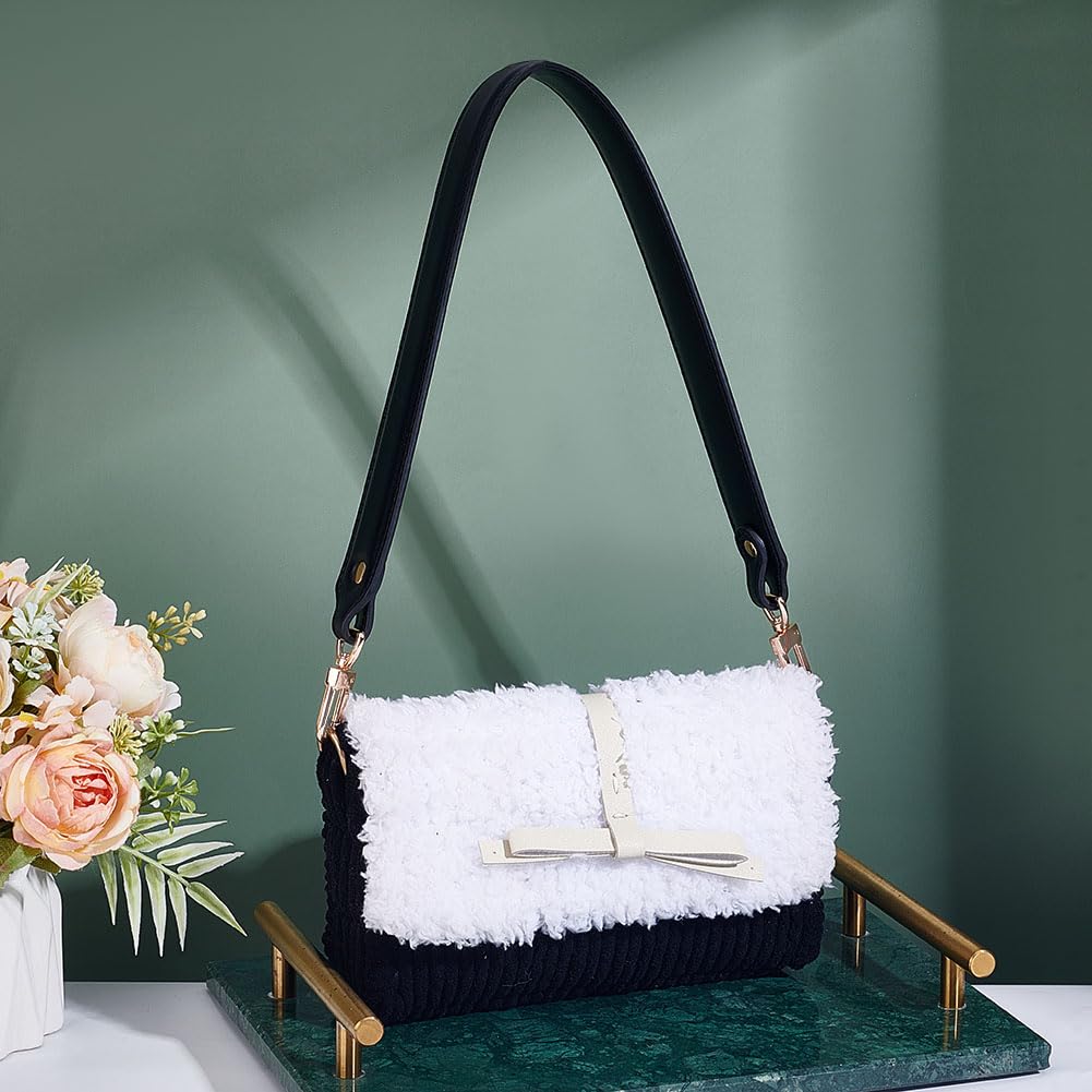 PandaHall Tracolla Corta In Similpelle PU Per Borsa - 72,5 Cm, Larghezza 3,5 Cm, Nero, Fermagli Oro - 4