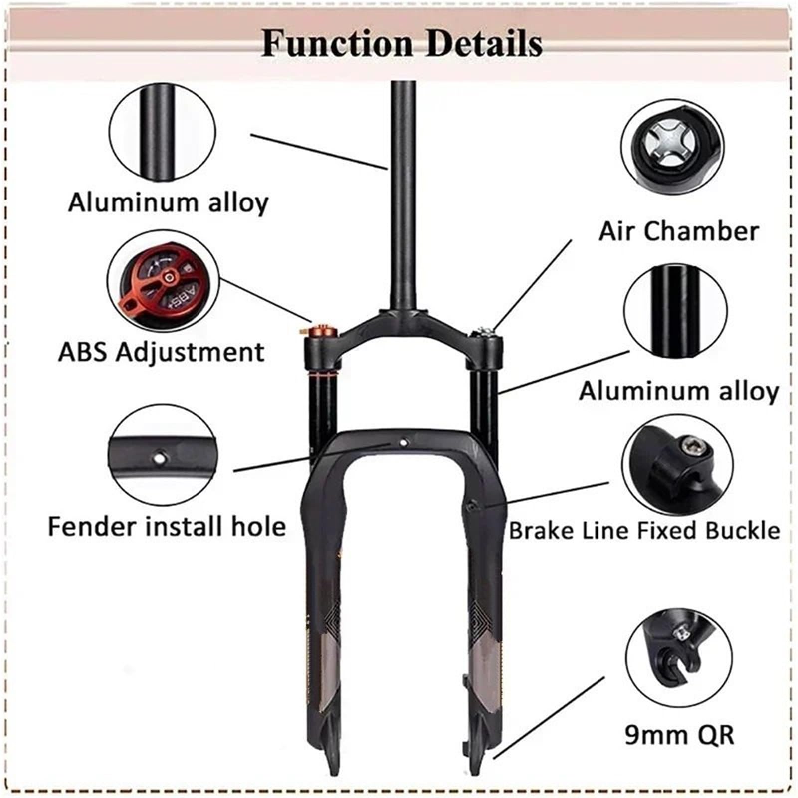 Suwaki ramy motocykla Widelec Do Roweru Typu Fat Bike 20 * 4,0 Cala. Przedni Widelec Śnieżny Ze Stopu Aluminium O Średnicy 140 Mm Ochraniacze ramy motocykla