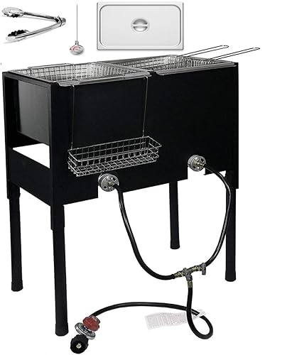 Triple Propane Deep Fryer-3 Basket Stainless Steel Cooker-Outdoor Fish Fry/Chicken-Tall