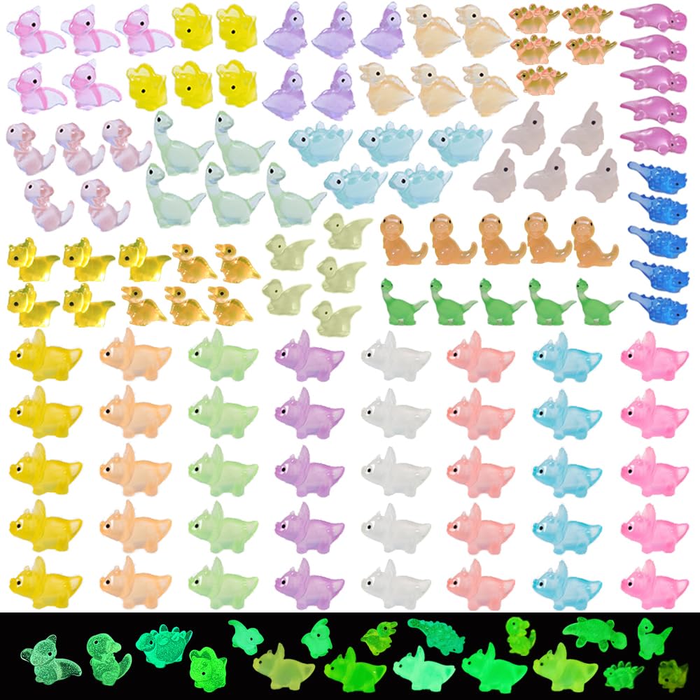120Pcs Luminous Mini Resin Dinosaur Decor 24 Styles Glow In Dark Ornaments