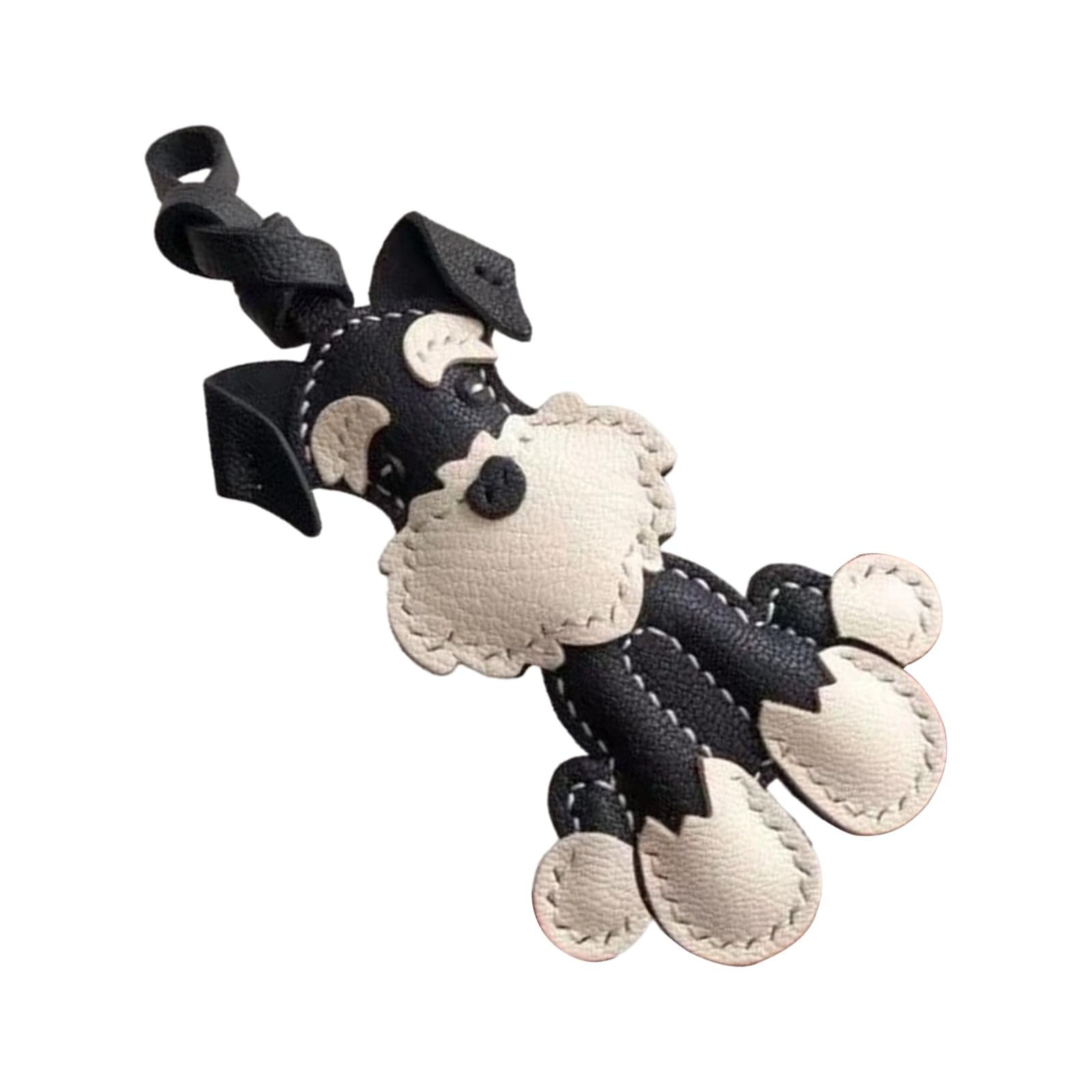 Eleganter Schnauzer-Leder-Schlüsselanhänger, modischer Schnauzer-Anhänger, Schlüsselanhänger, handgefertigtes Ledertaschen-Charm-Accessoire