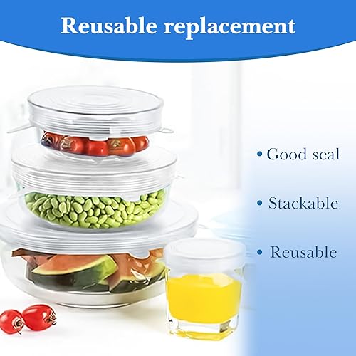 Miniatura 4 de Linkidea 12 tapas elásticas de silicona, redondas y rectangulares flexibles, para recipiente de 2.6 a 8.1 pulgadas, tapas de silicona elásticas para