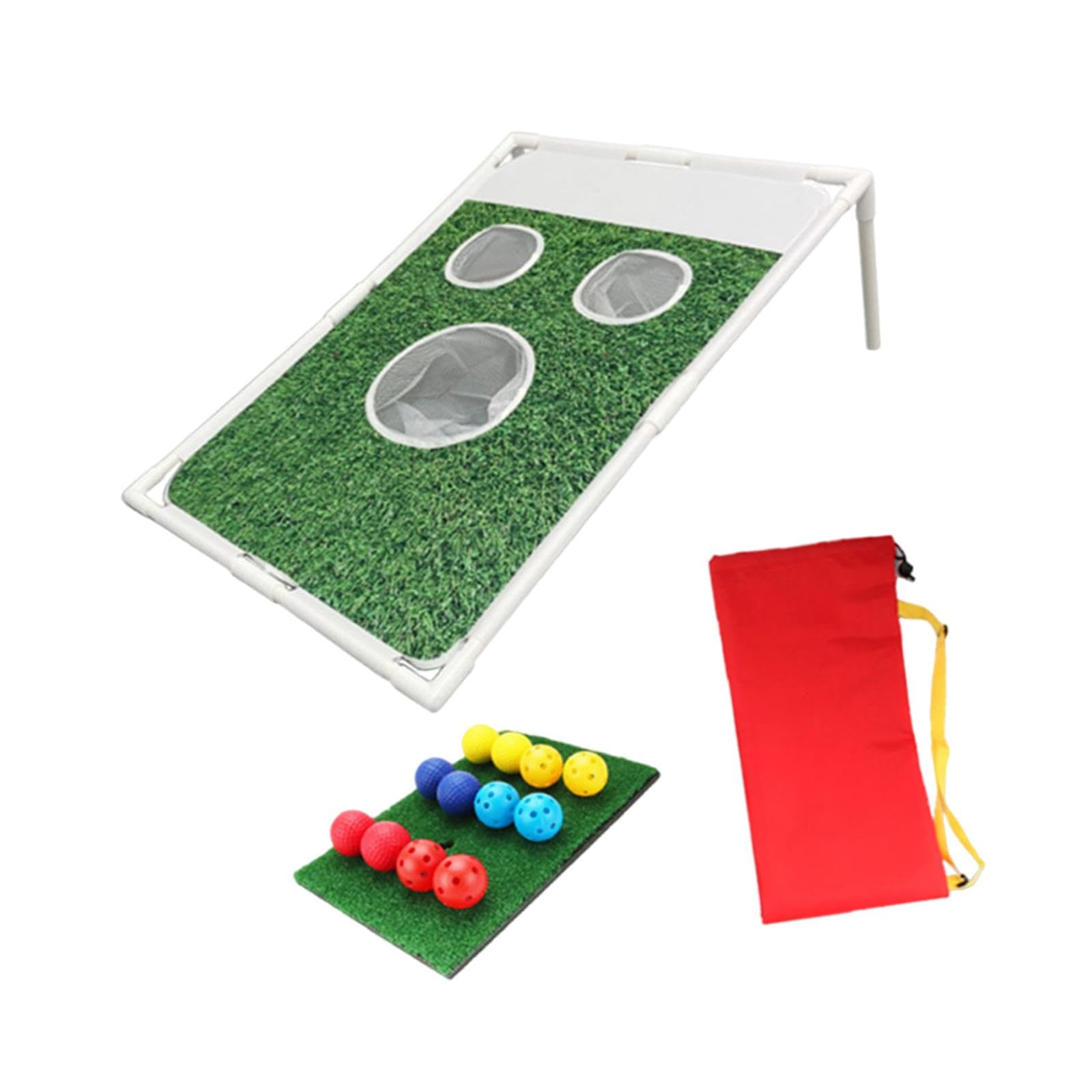 Golf Chipping Cornhole Set Training Equipment Including 12 Balls, Chipping Mats And Carrying Bag for Backyard Golf Course