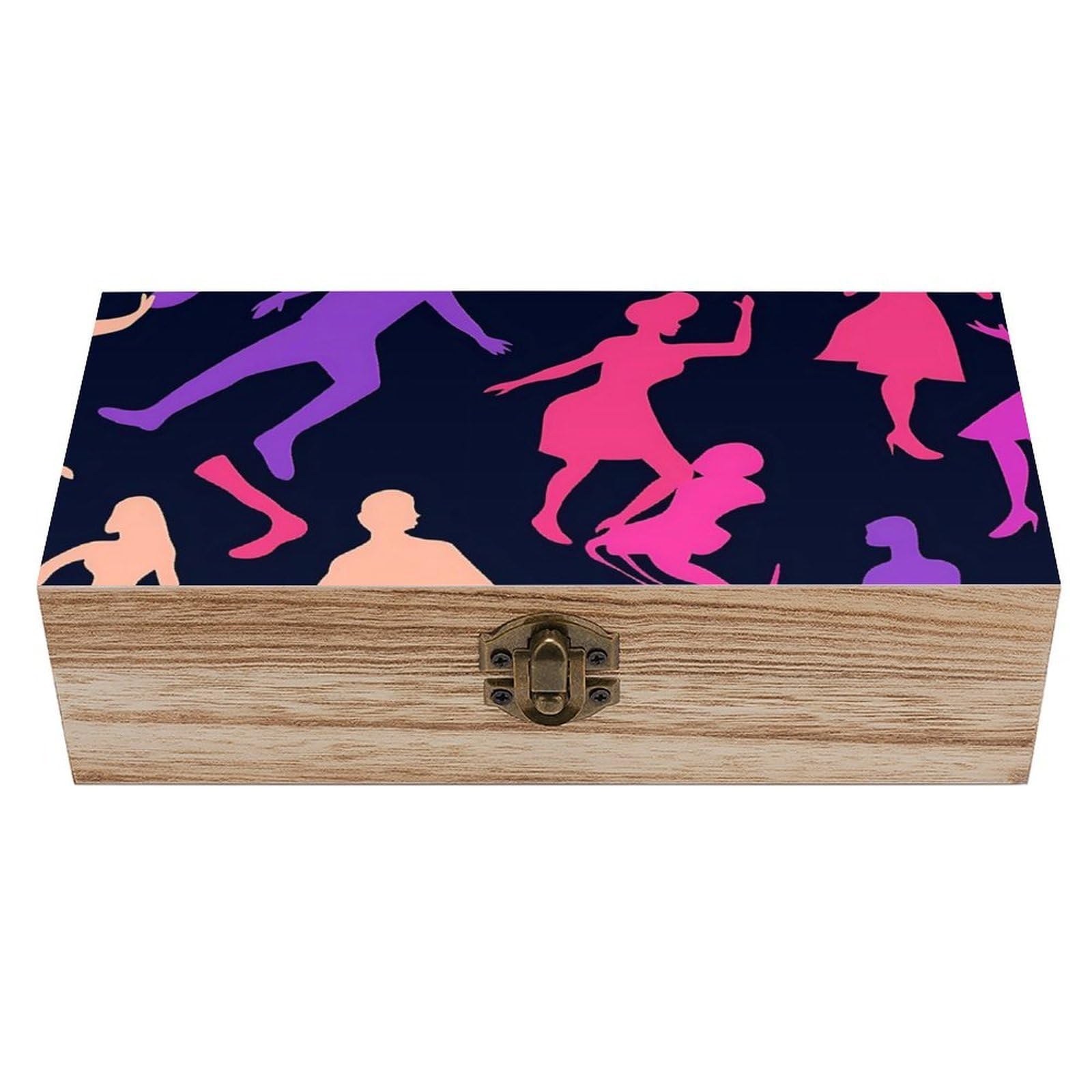 HLBSDM Vintage Vibrant Dancer Silhouette Retro Wooden Storage Box Jewelry Art Gift Boxs Decorative Keepsake Boxes