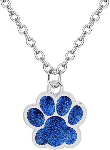 Collar con estampado de pata para mujeres y niñas, bonito y delicado collar con dije de animal con purpurina, colorido collar conmemorativo para