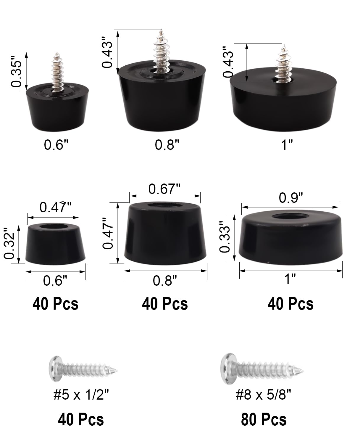 124Pcs Rubber Feet Kit - 3 Sizes Non-Slip Bumpers For Cutting Boards & Furniture