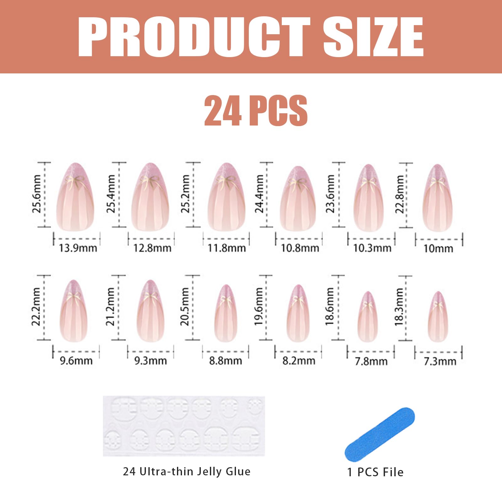 24 Uñas de Gel Suave Autoadhesivas, Diseño de Ojo de Gato, Color Rosa, Forma de Almendra, Falsas Autoadhesivas, Pegajosas, Uñas con Punta — view 2