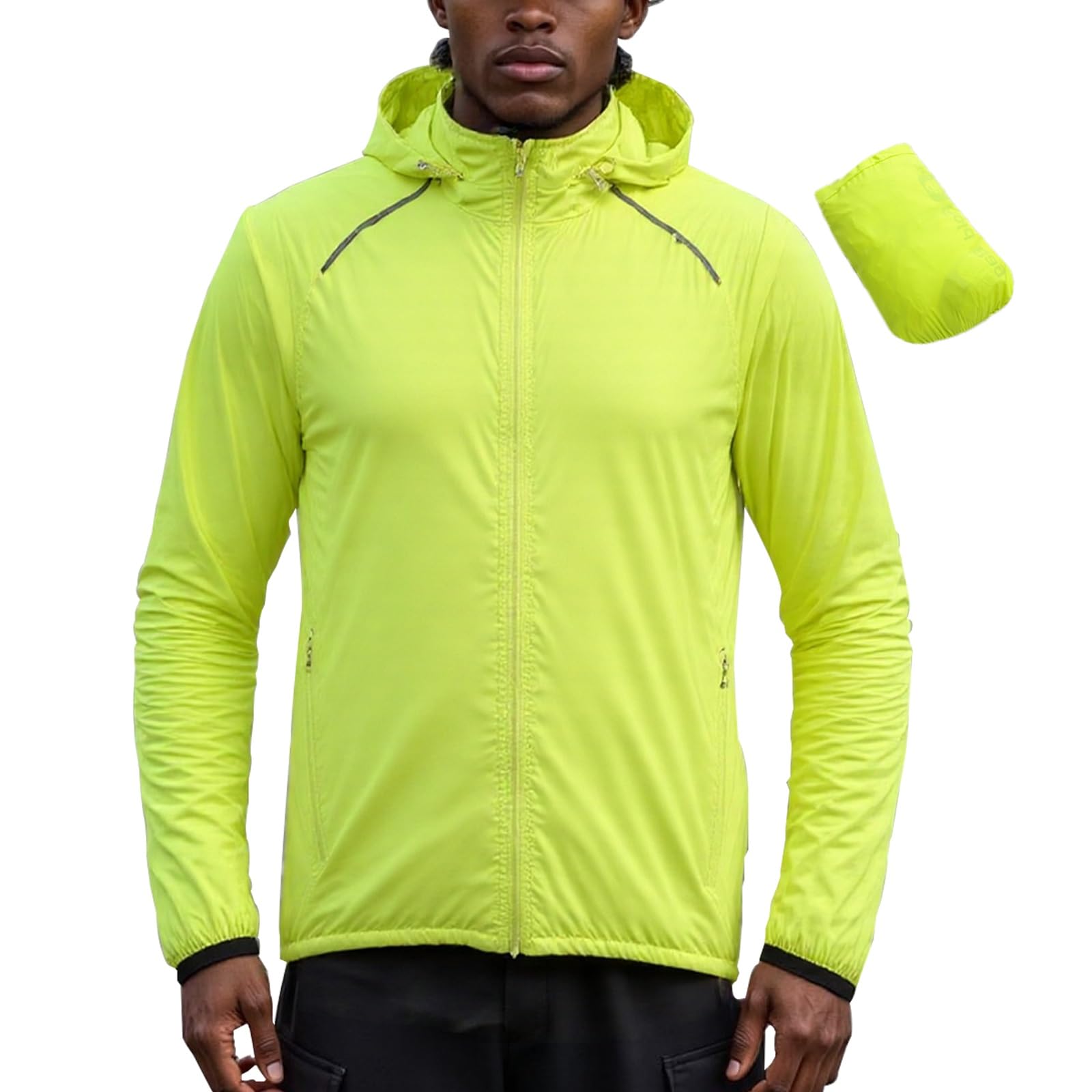 Chaqueta Impermeable Ciclismo Running Para Hombre,Reflectante,Plegable,Transpirable,Ligera