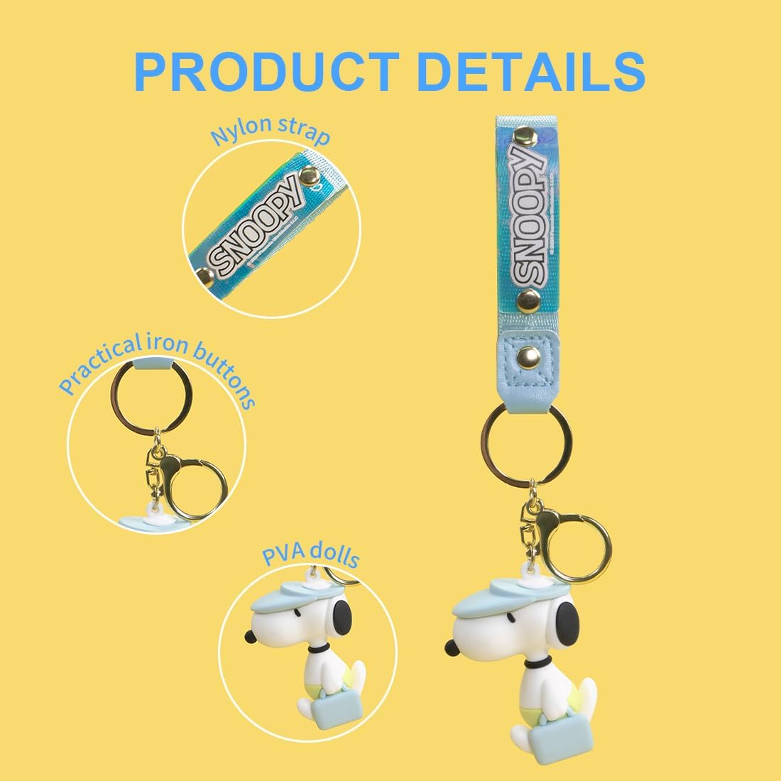 MINISO Snoopy Keychain bag charm peanuts Collection Cute Key Chain for car key backpack birthday gifts - Image 6