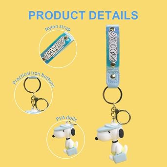 MINISO Snoopy Keychain Peanuts Bag Backpack Handbag Charm Collection Cute Key Chain for Car Keys Birthday Gifts