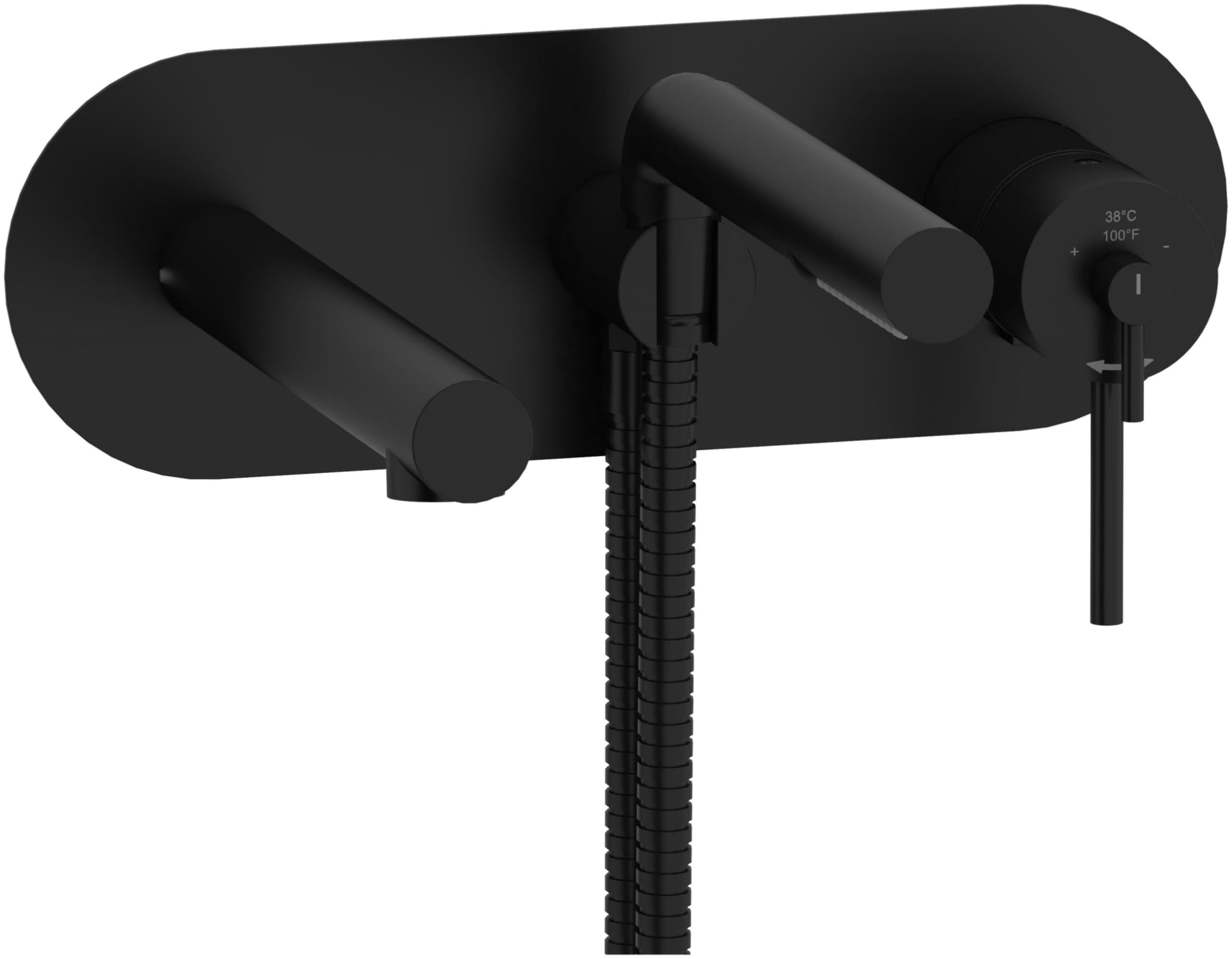 Riobel TGS21 GS Wall Mounted Tub Filler with Built-In Diverter - Includes Hand Shower - Black