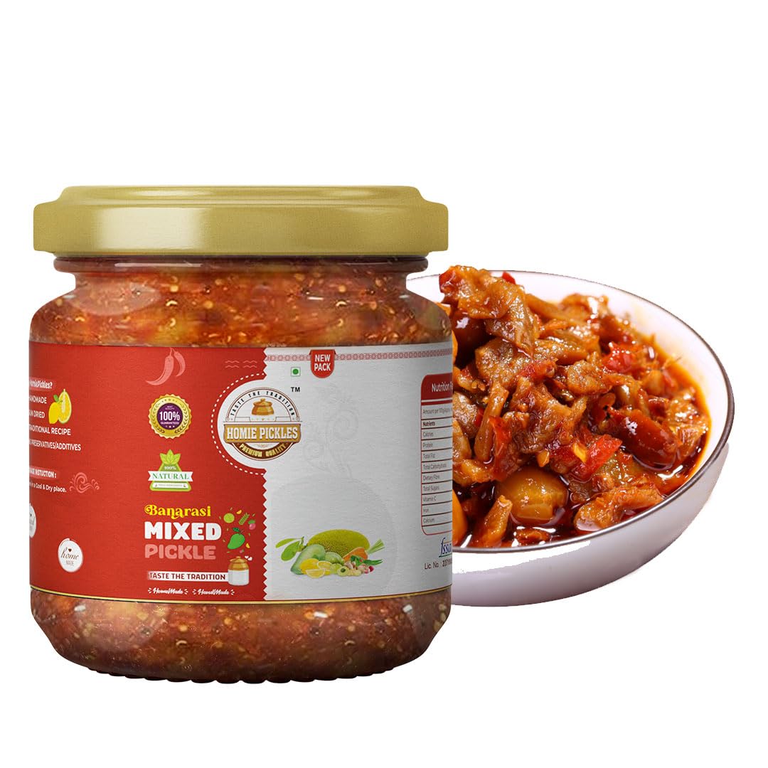 HomiePickles Homemade Mixed Pickle in Fresh with Mango Green Chilli Amla Carrot and Ginger Ka Achar (250gm) (B0CS3KHSQ2) Amazon Price History, Amazon Price Tracker
