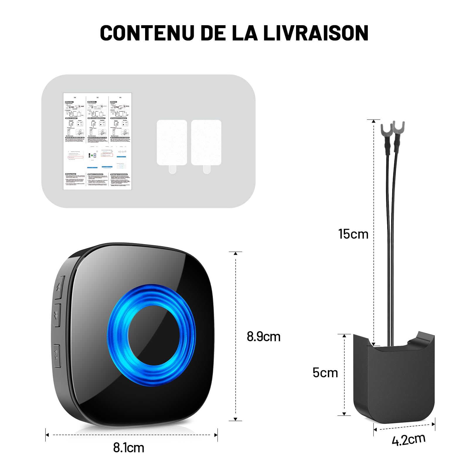 PHYSEN Répéteur de Signal sans fil pour Blink Doorbell, Relais de Sonnette sans fil, Convertisseur sans fil, kit d’extension Carillon, Uniquement pour le Mode Câblé, 1 Récepteur et 1 Émetteur