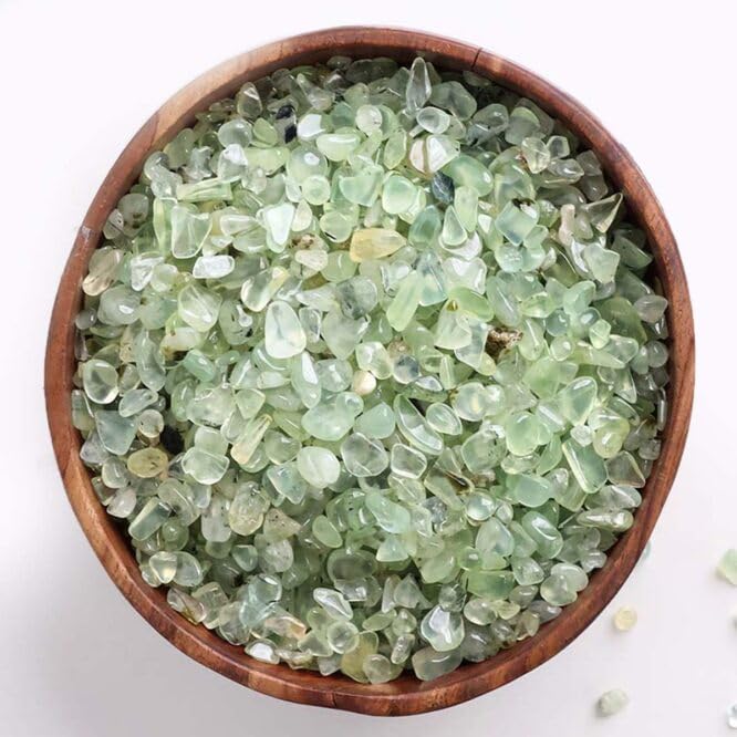 Image of Natural Prehnite Crystal Chips Stone 50 Gm for Reiki, Meditation, Vastu & Feng Shui | Polished Gemstone Chips for Home Decor, Jewellery Making, Resin Art & Craft