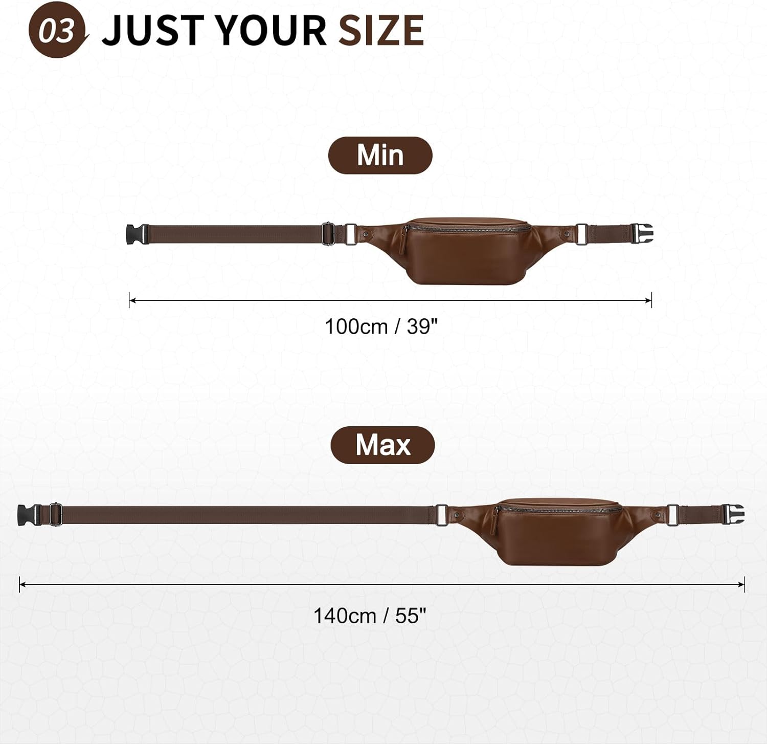 Soft Leather Fanny Pack for Women & Men, Crossbody Waist Pack with Adjustable Strap, Large Pocket, Sturdy Zippers, for Travel, Hiking, Running, Brown - Image 5