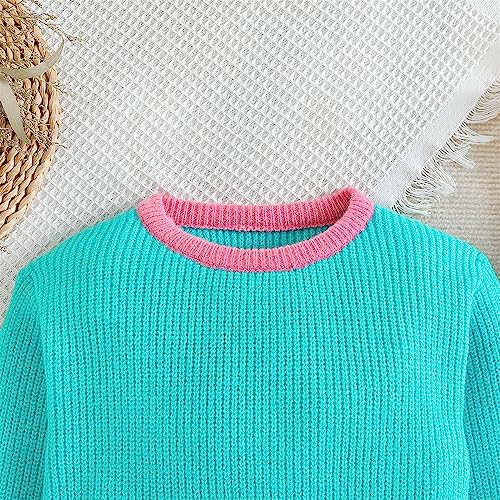 Boys and Girls Sweater Tops Winter Color Blocking Sweater Casual Set Head Round Neck Long Sleeved Knitted Sweater4