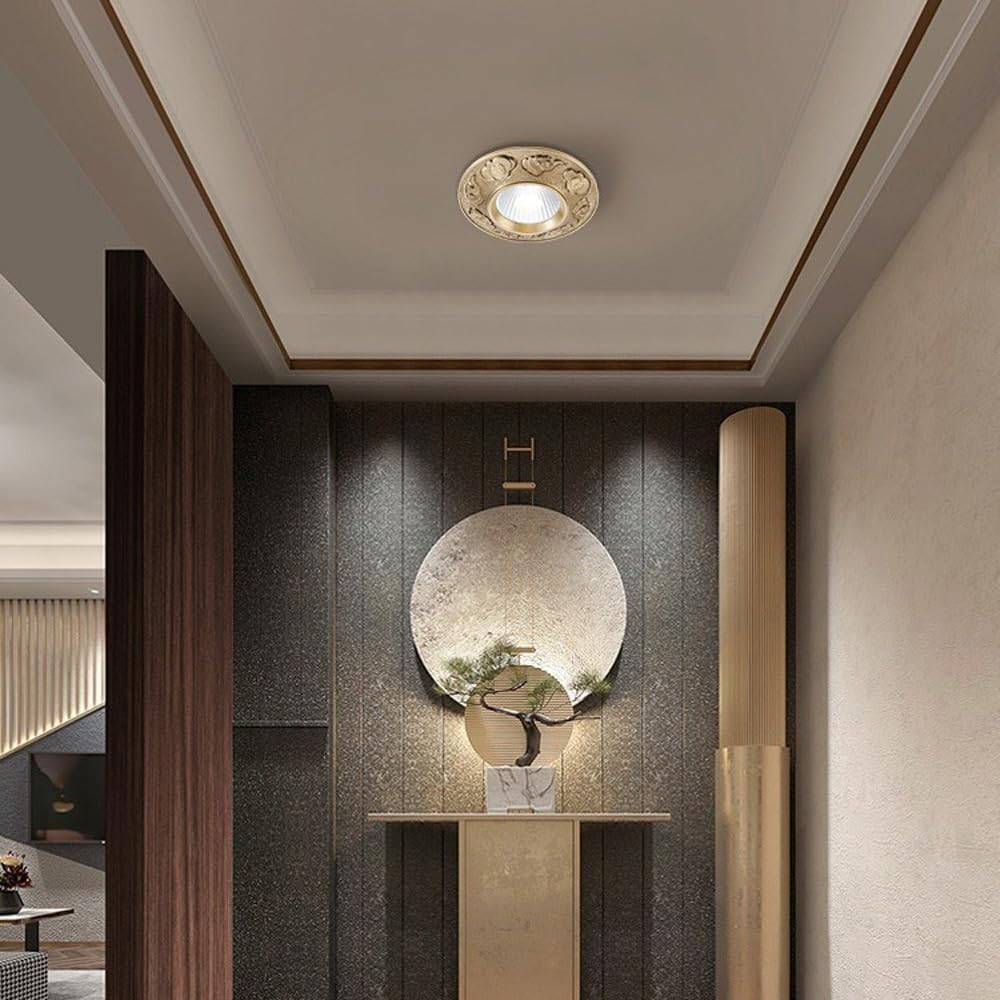 XBTGS Set di 3 faretti da incasso 7 W All Copper GHT, antiriflesso, in ottone vintage, per luce diurna e retrofit GHT, riflettori da incasso a soffitto, mini