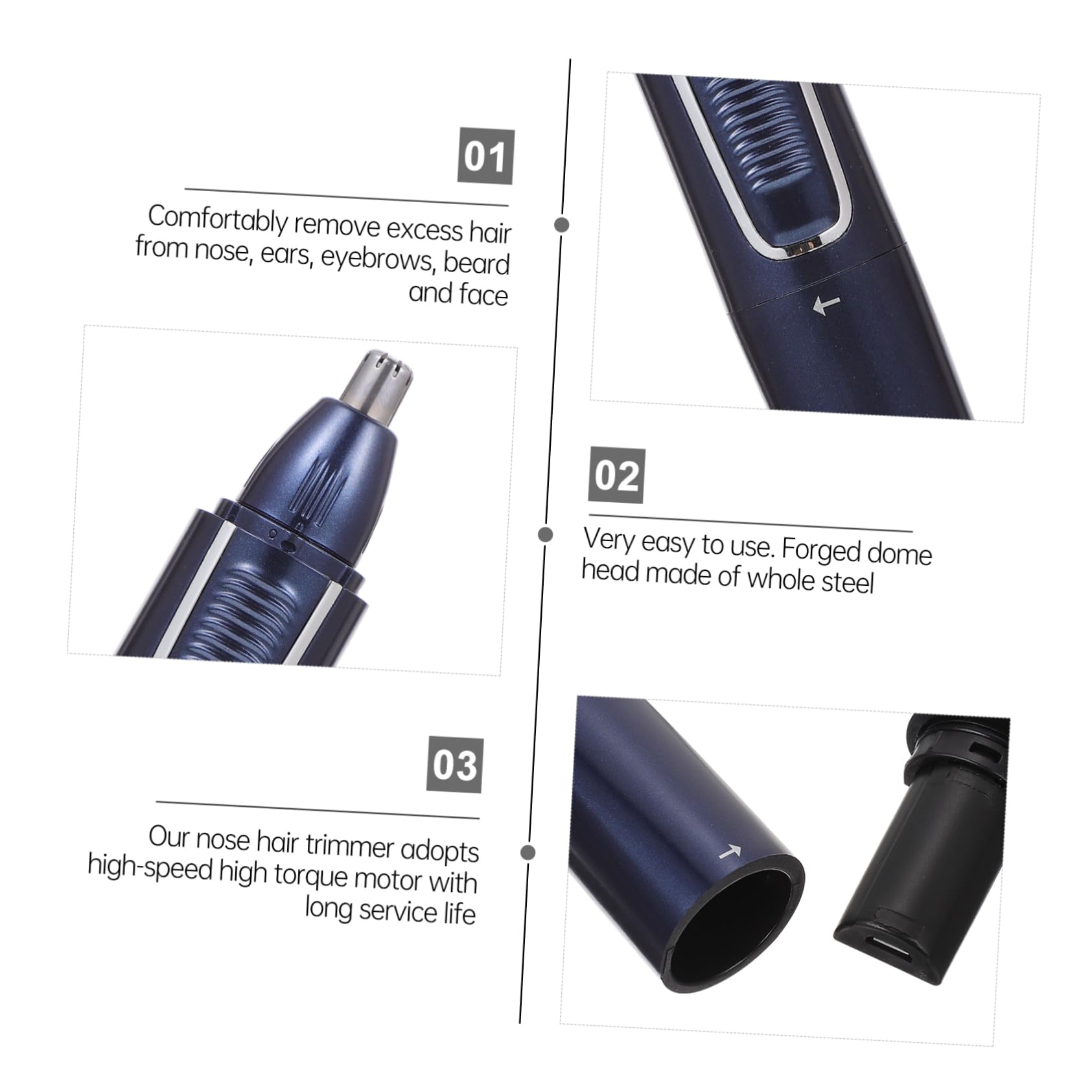 Recortadora de Vello Nasal Eléctrica USB Recargable para Hombres Azul