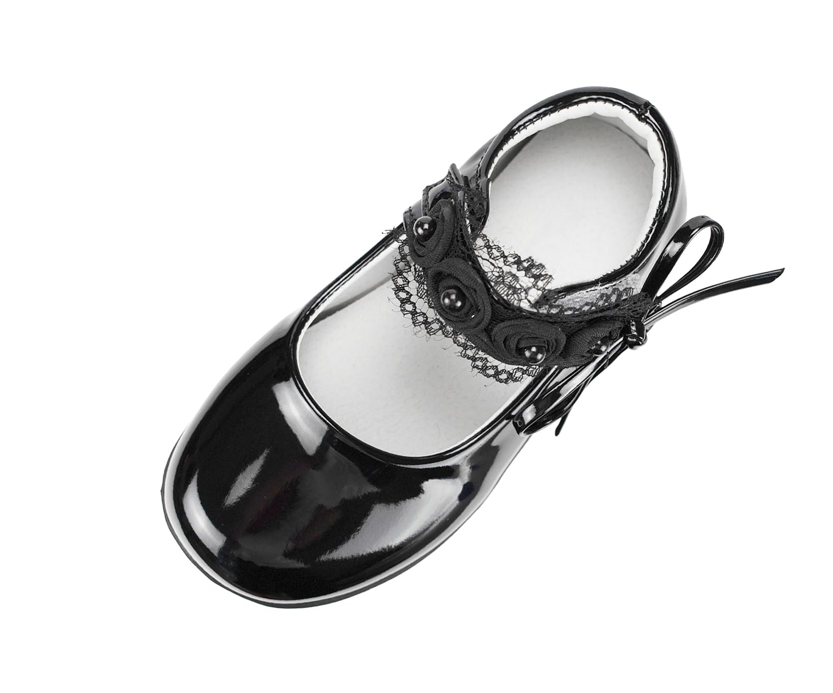 Scarpe Mary Jane Eleganti per Ragazze Ballerine Basse con Fiocco Pizzo per Matrimonio, Festa, attività, Scuola