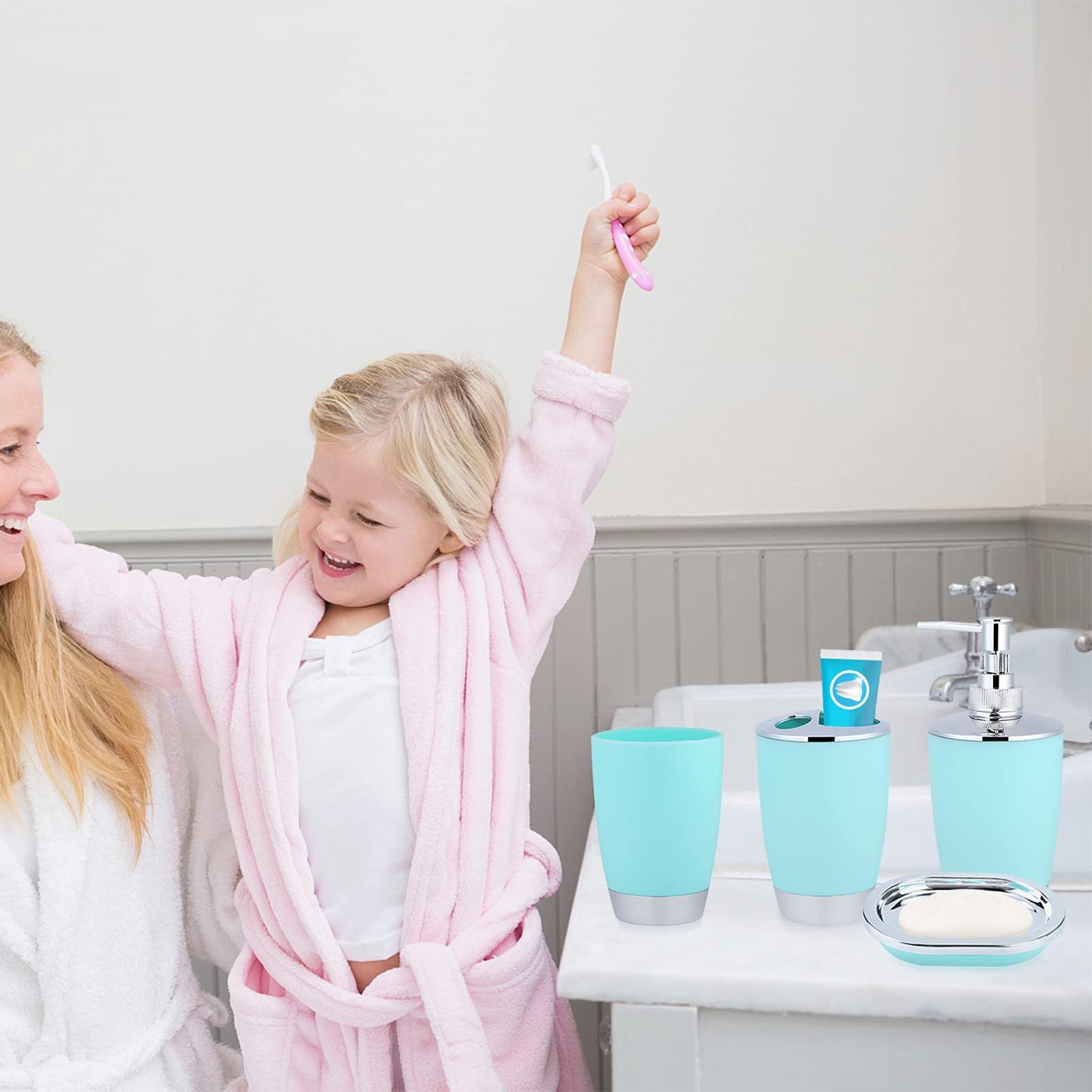 6 piezas de accesorios de baño, juego de baño, dispensador de jabón, decoración para baño