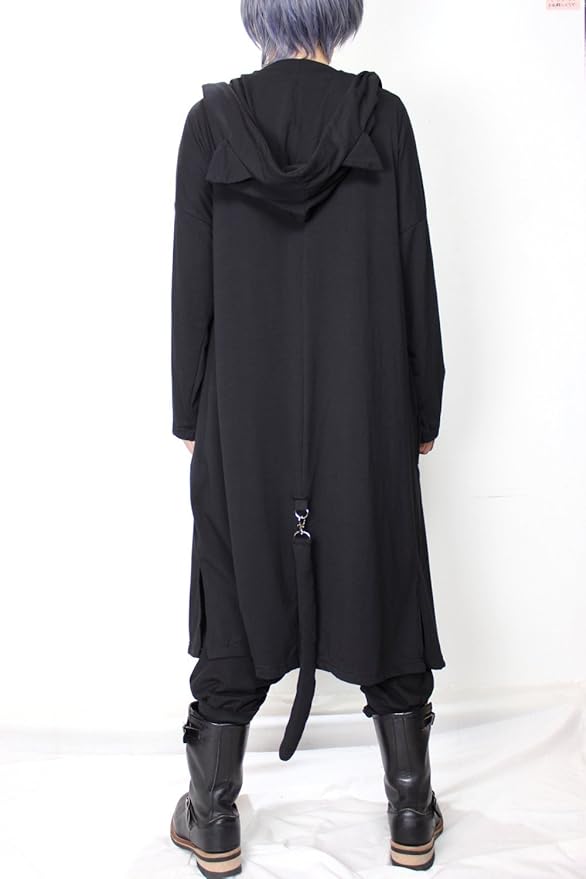 Amazon Co Jp ロージエイト 猫耳 しっぽ付き くったりロングパーカー 猫魔導師 メンズ レディース 薄手 ねこ耳 ロングコート ファッション