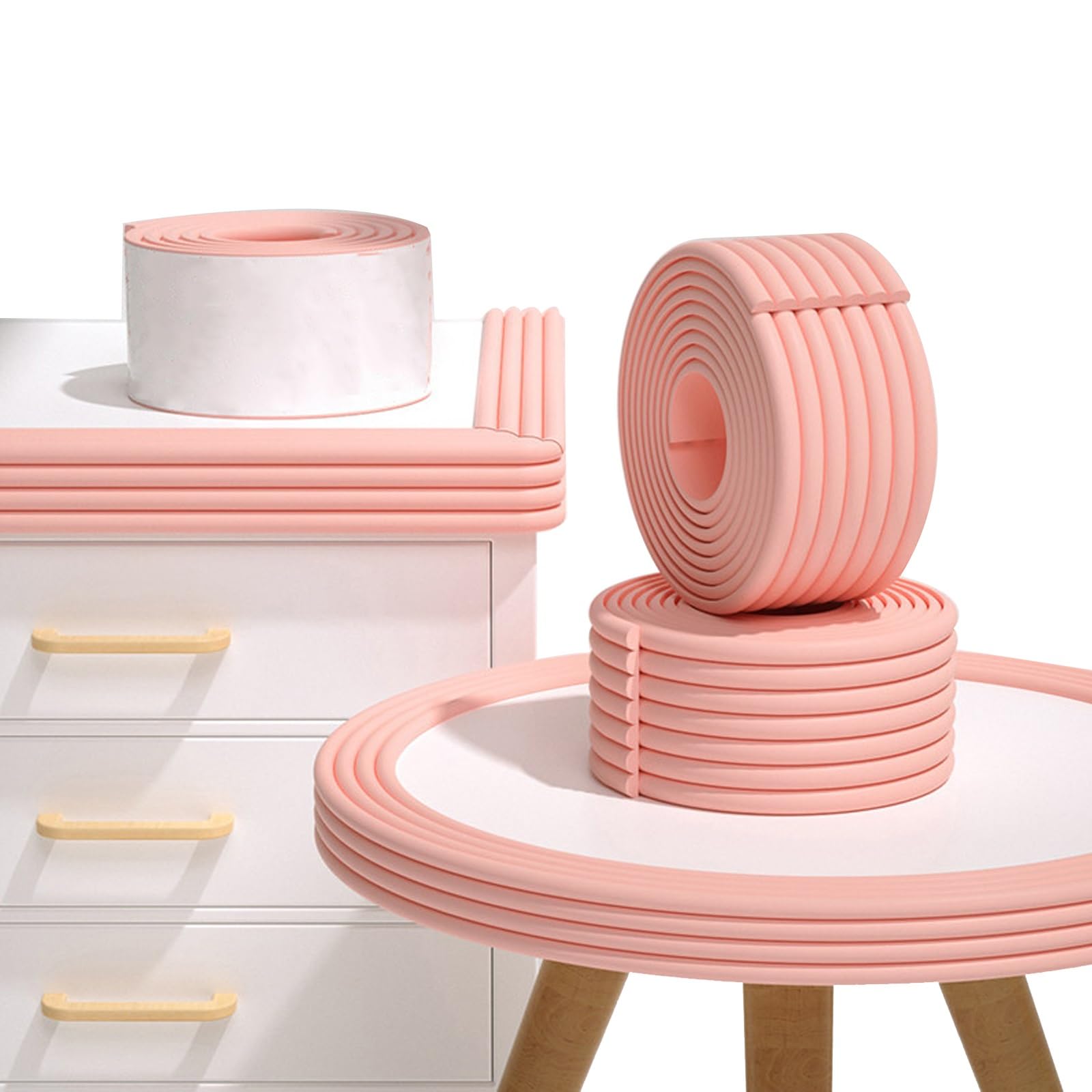 Protector de Borde de Esquina - Protector de Parachoques de Seguridad de Ajuste Delgado Amarillo - Caucho nitrilo Ancho de 80 mm Muebles Tira Parachoques(Pink,20M)