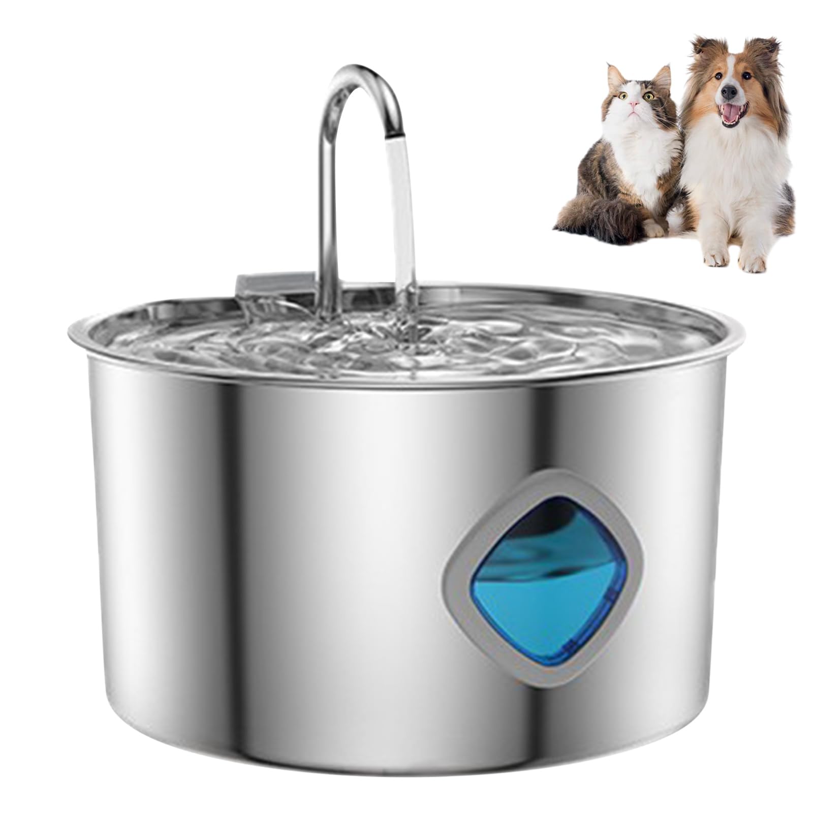 3.2L Dispenser di acqua per animali domestici in acciaio inossidabile Fontana USB automatica per cani e gatti con sistemi di filtrazione multistrato Fontana per gatti in acciaio inossidabile
