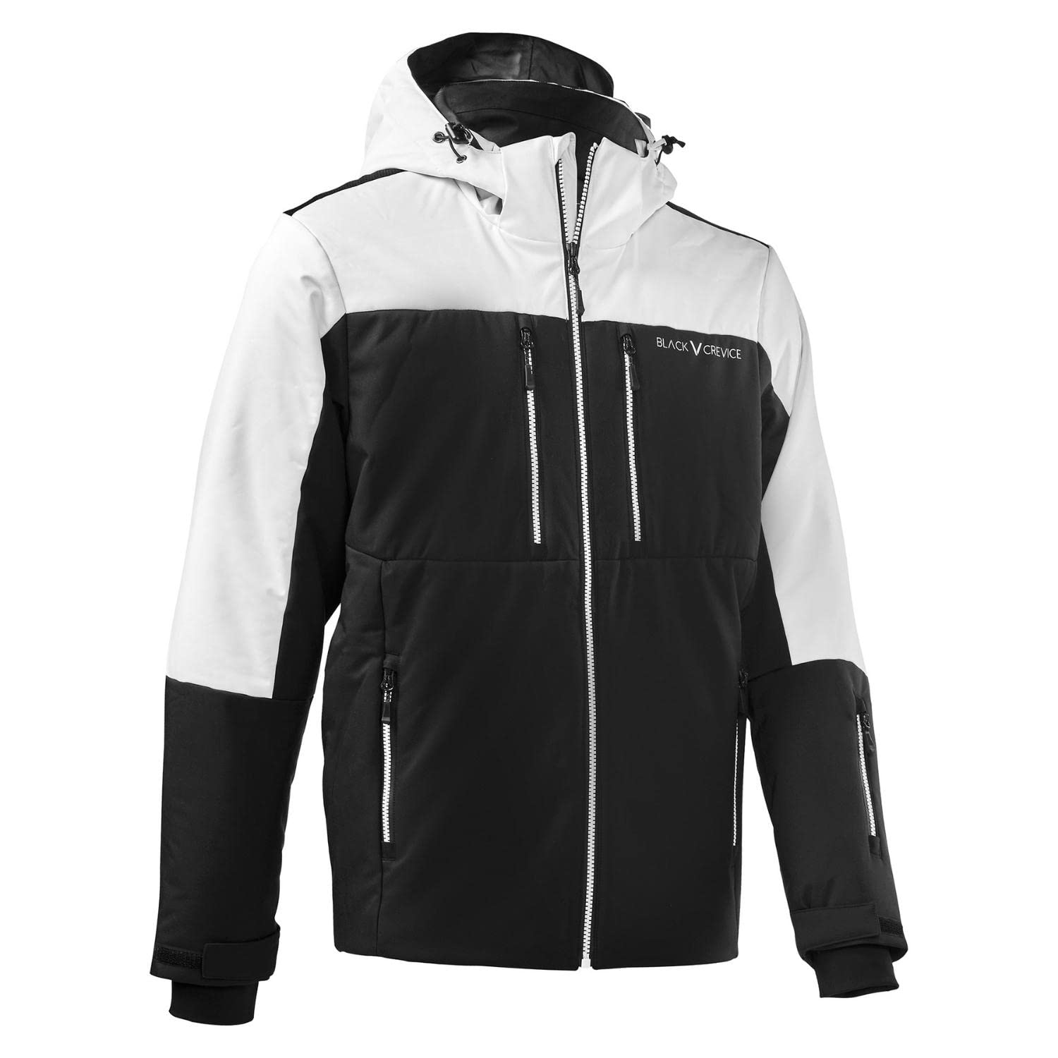 Black Crevice Herren Skijacke I Hochwertige Winterjacke Herren aus 100% Polyester I Modische Herren Skijacke I Wind- & Wasserabweisende Outdoorjacke Herren I Atmungsaktive Ski-Jacke