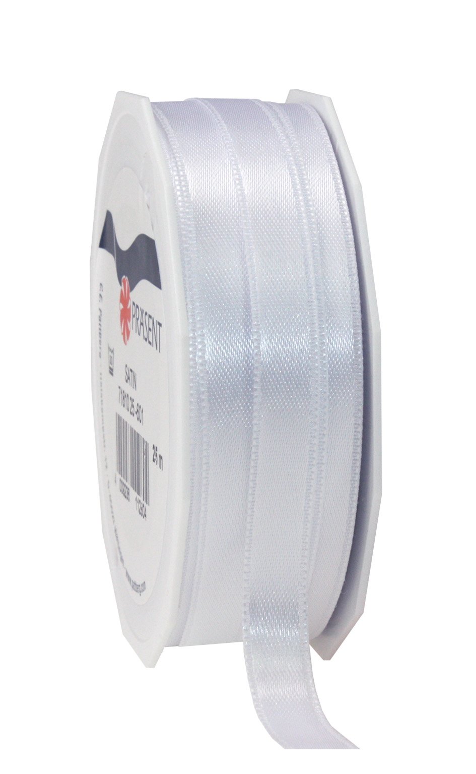 PRÄSENT C.E. Pattberg SATIN white gift ribbon, 27 yards for Wrapping Gifts, 0.39 inches width, Ribbon for Decorating & Crafting, Decorative Ribbon for Gifts, for every occasion
