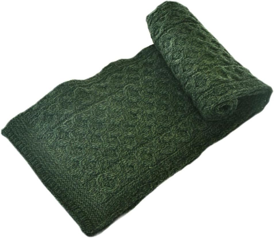 Aran Crafts100% Merino Wool Honeycomb Scarf Army Green 64, Green, One Size